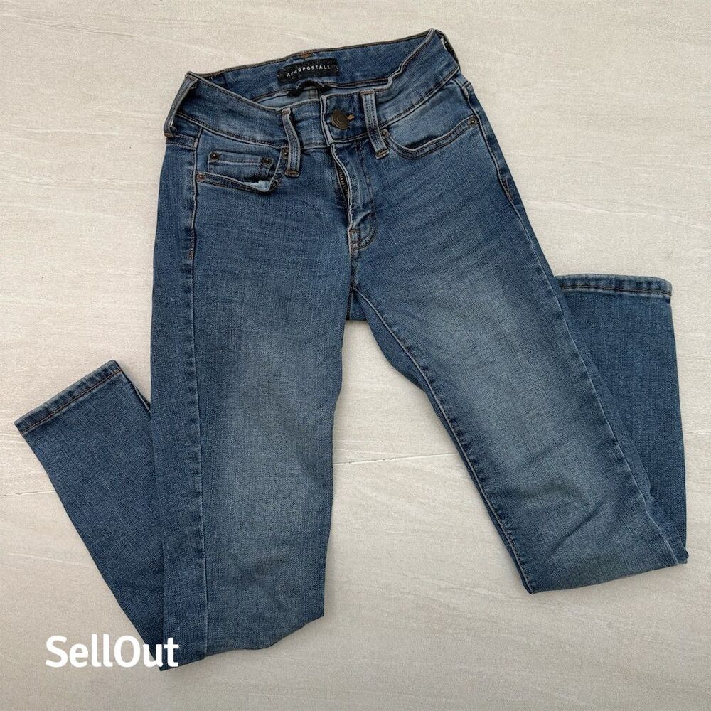 Aeropostale Women's Low Rise Jegging Jeans Size 00 Dark Blue Slim Fit